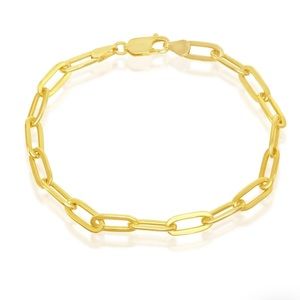 NWOT 14K Yellow Gold Plated Sterling Silver 4mm Paperclip Link Chain Bracelet